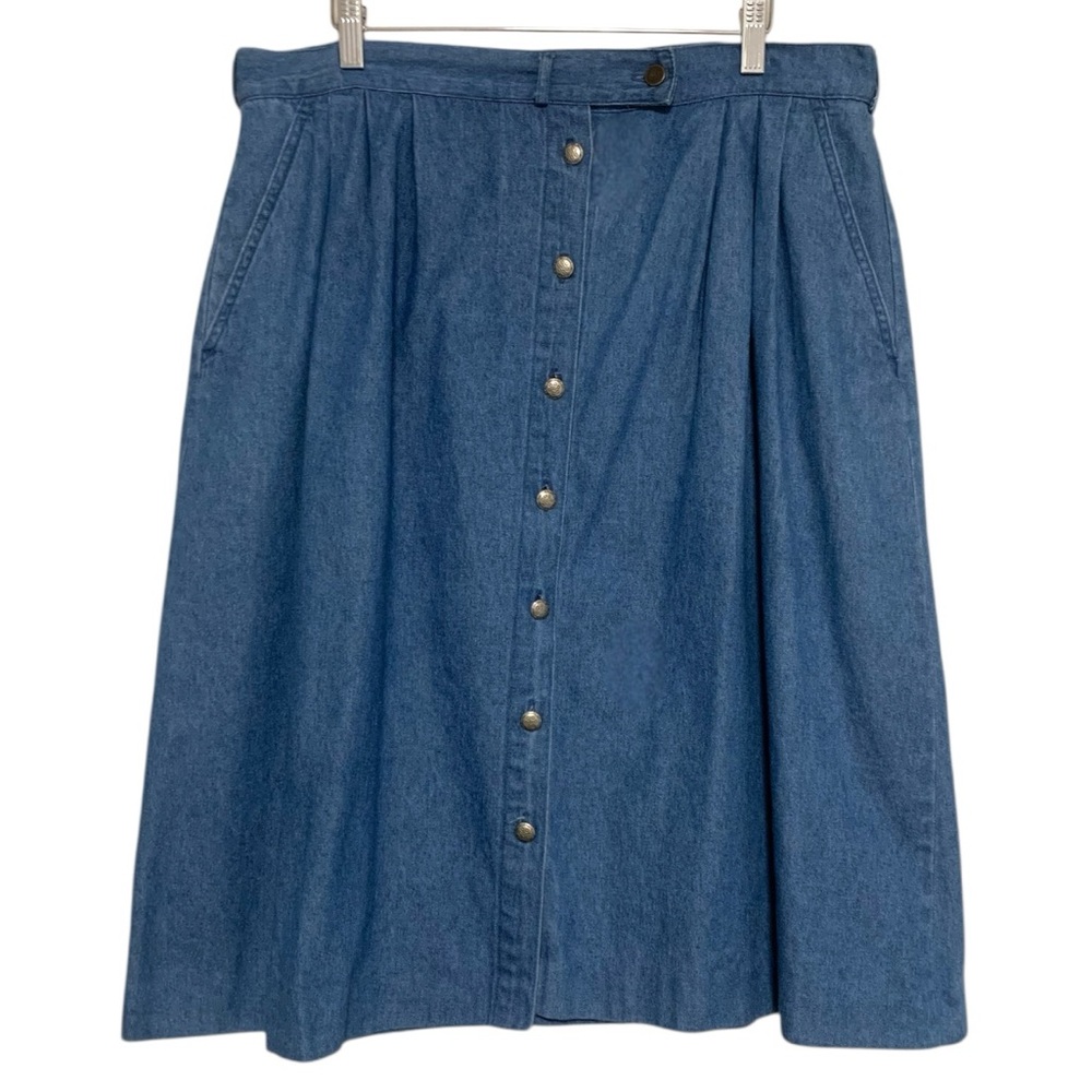 Vintage Northern Reflections Button Front Flared Denim Midi Skirt | Size 9/10 - Picture 4 of 10
